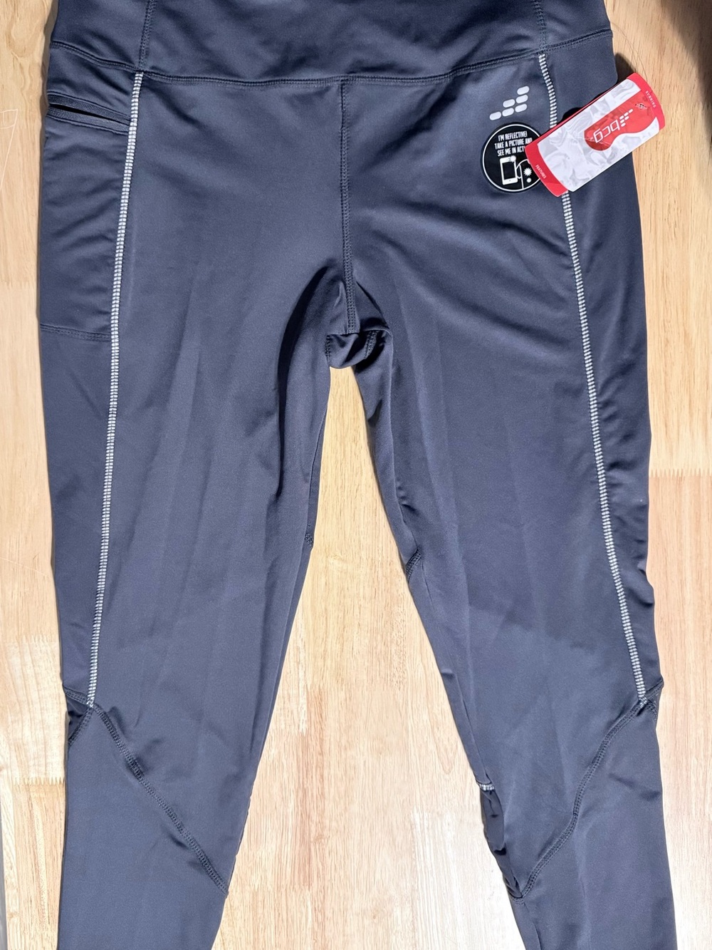 BCG Gray Women's Performance Active Wear Leggings with Contrast Stitching